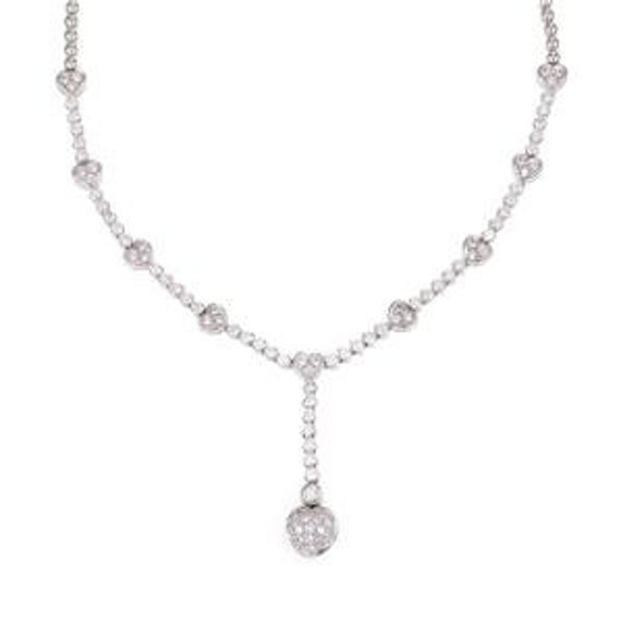 Diamond 18k Gold Necklace Lariat White Gold Heart… - image 1