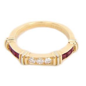 Cartier Contessa Half Circle Diamond & Ruby 18k Gold Band Size 49-US 5