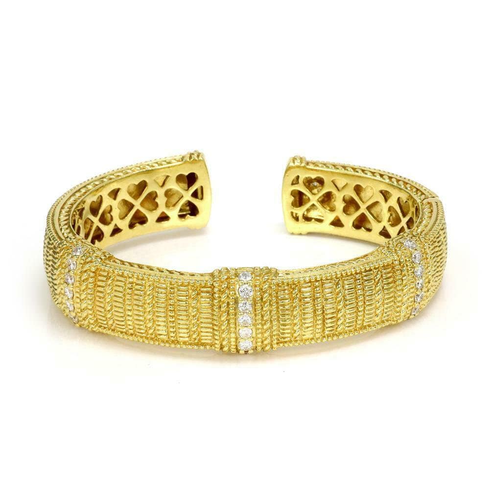 Judith Ripka Diamond 18k Yellow Gold Cuff Bracelet
