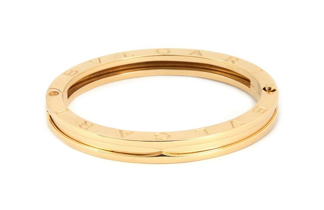 Bvlgari B Zero-1 Engraved 18k Yellow Gold Bangle Bracelet