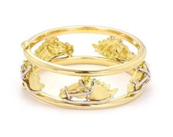 Roberto Coin Horse Bracelet Diamond 18k Two Tone Gold Bangle
