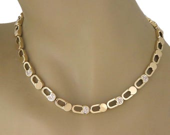 Spritzer & Fuhrmann Necklace Diamond 18k Yellow Gold Padlock Link Collar