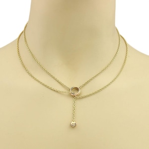 Cartier Trinity 18k Gold Mini Ring Love Knot Pendant Double Lariat Necklace