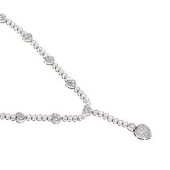 Diamond 18k Gold Necklace Lariat White Gold Heart… - image 4