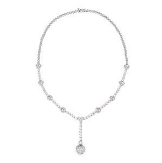 Diamond 18k Gold Necklace Lariat White Gold Heart… - image 3