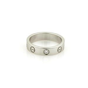 Cartier Mini Love 1 Diamond 18k White Gold 4mm Band Ring Size 47-US 4