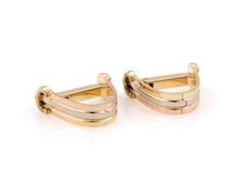 Cartier 18k Tri-Color Gold Oval Shape Flex Cufflinks
