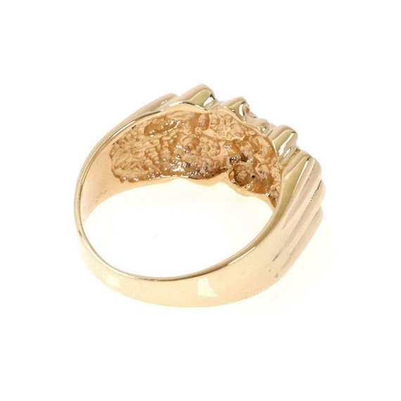 2096 - Men's 14k Yellow Gold Nugget Long Top Ring… - image 4
