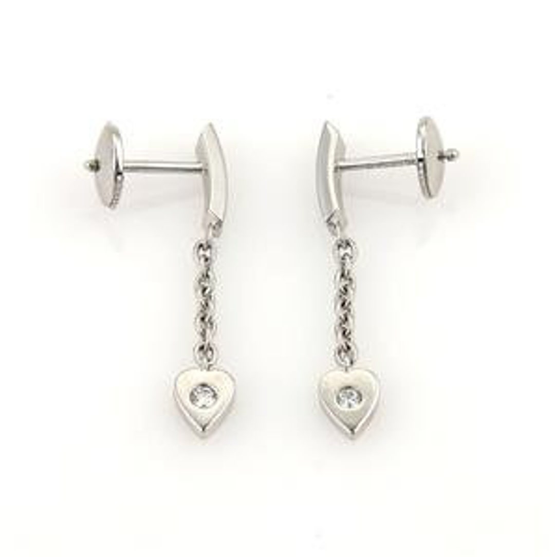 Cartier Mon Amour Diamond Hearts 18k White Gold Drop Dangle