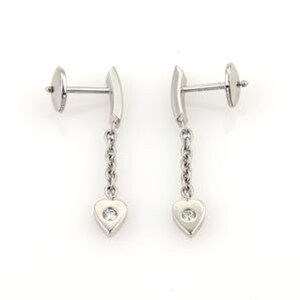 Cartier Mon Amour Diamond Hearts 18k White Gold Drop Dangle Earrings