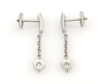 Cartier Mon Amour Diamond Hearts 18k White Gold Drop Dangle Earrings