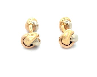 Cartier 18k Gold Cufflinks Love Knot Tri-Color Stud Style