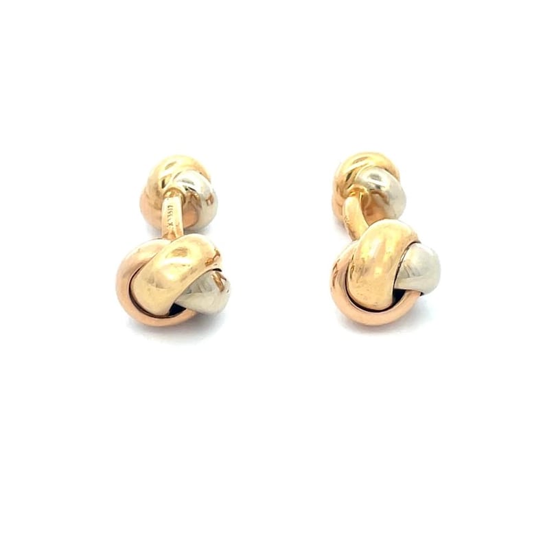 Cartier 18k Gold Cufflinks Love Knot Tri-Color Stud Style image 1