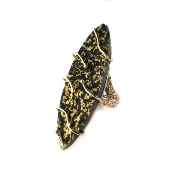 982 - 14k Yellow Gold Black Gold Stone Marquise Lo