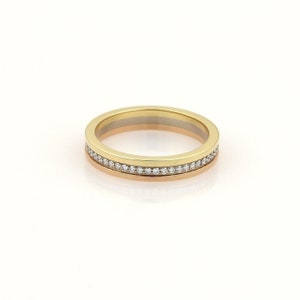 Cartier Diamond 18k Tricolor Gold 3.5mm Stack Band Ring Size 46-US 3.75 Cert