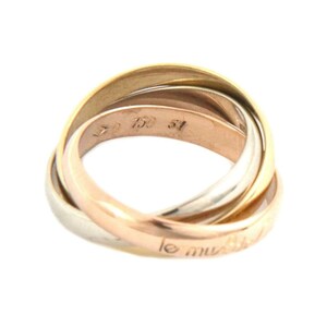 Cartier Trinity 18k Tricolor Gold 3mm Rolling Band Ring Size 51 US 5.75 image 4