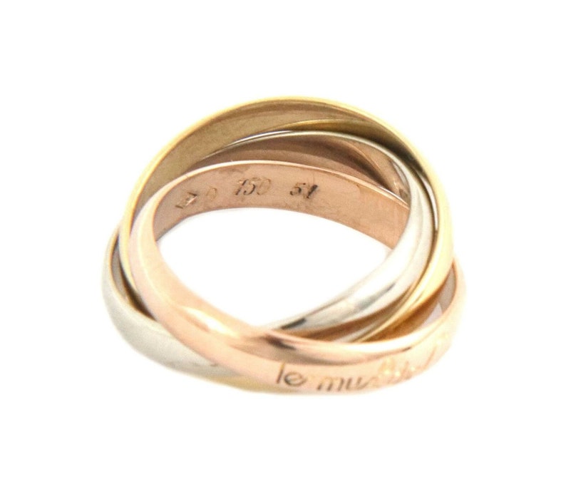 Cartier Trinity 18k Tricolor Gold 3mm Rolling Band Ring Size 51 US 5.75 image 4