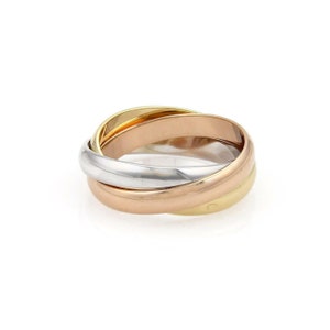 Cartier Trinity 18k Tricolor Gold 3mm Rolling Band Ring Size 51 US 5.75 image 3