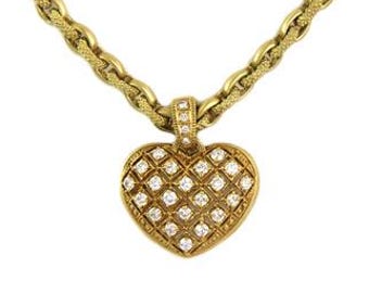 Judith Ripka 1.15ct Diamond 18k Yellow Gold Heart Pendant & C