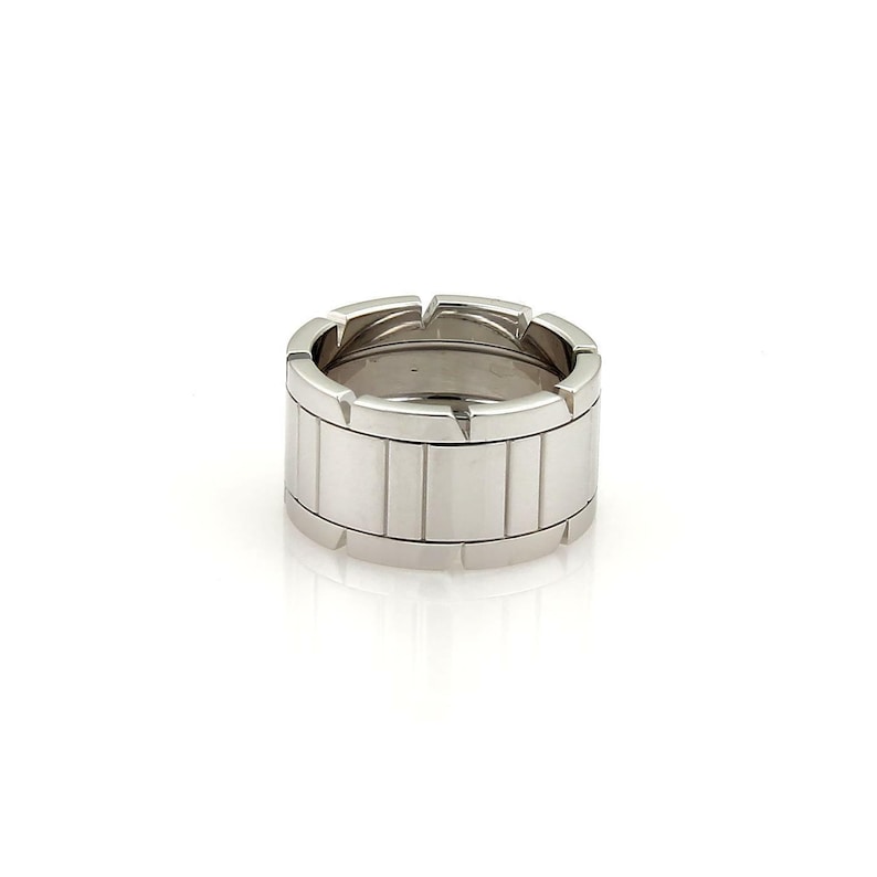 Cartier Tank Francaise 18k White Gold 11mm Band Ring Size EU 53- US 6.5 image 3