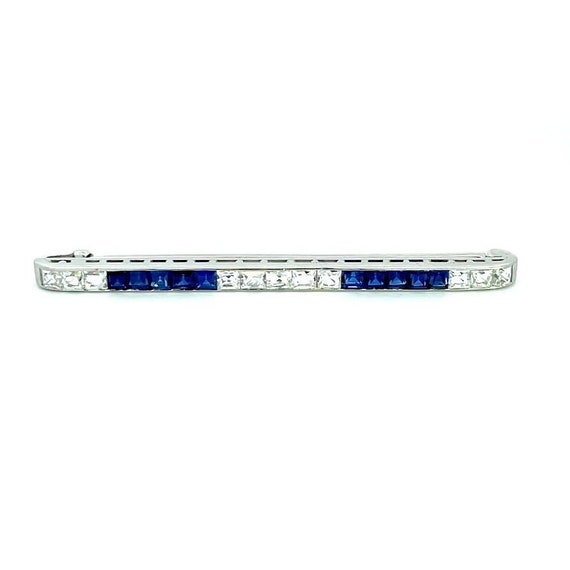 Tiffany & C Platinum Diamond Sapphire Art Deco Tie Pin
