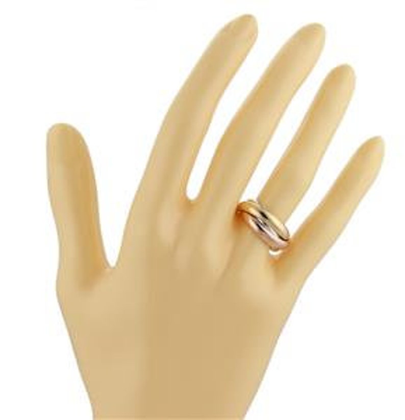 Cartier Trinity Paris 18k Tri-Color Gold 4mm Rolling Band Ring EU 47-US 4 image 2