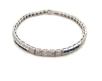 Art Deco Style Diamond 18k White Gold 5mm Wide Bracelet