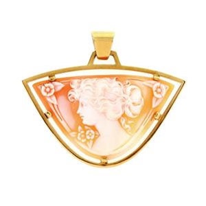 Cartier Vintage 18k Yellow Gold Shell Cameo Girl Dangle Pendant