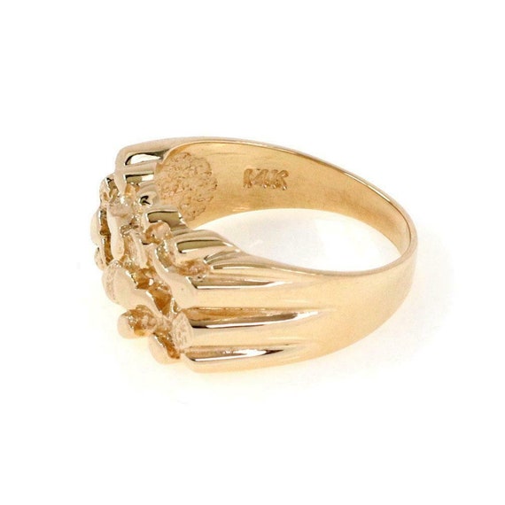 2096 - Men's 14k Yellow Gold Nugget Long Top Ring… - image 3