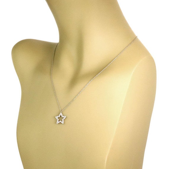 Tiffany & Co. Diamond Platinum Star Pendant Chain - image 2