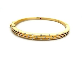 Roberto Coin Diamond 18k Estate Yellow Gold 3 Rows Hinged Bracelet