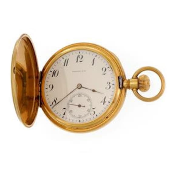 Tiffany & Co. Vintage 18k Yellow Gold Full Hunter Hand Wind Pocket