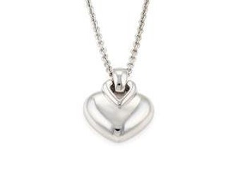 Bulgari 18k White Gold Heart Pendant & Chain Necklace