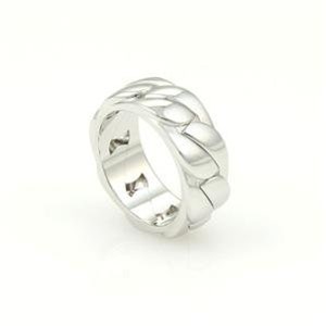 Cartier 18k WGold Solid Curb Link 8mm Band Ring Size EU 48- US 4.75 With Cert.