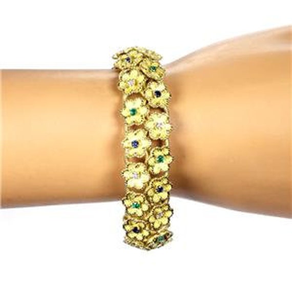 Diamond Sapphire Emerald18k Yellow Gold Double Ro… - image 2