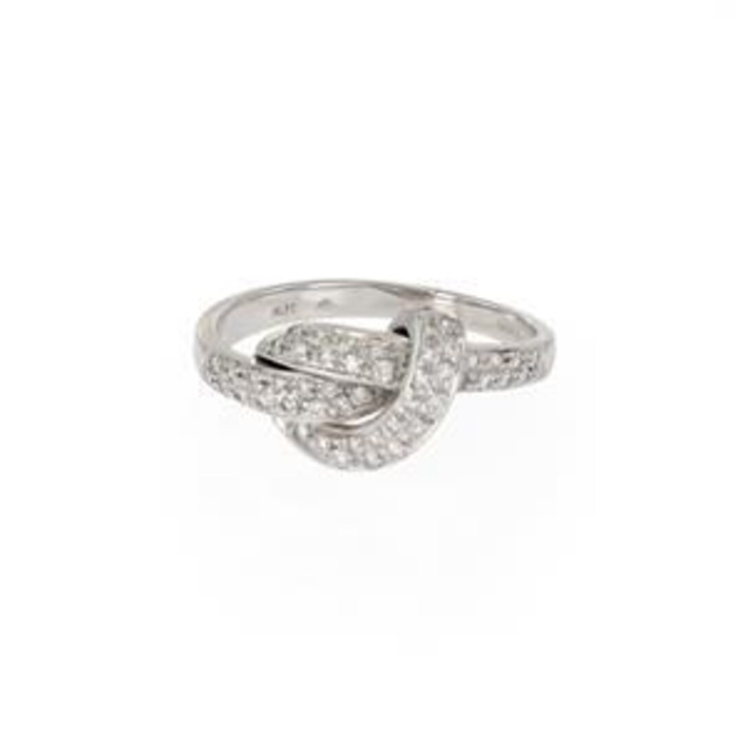 Roberto Coin Vintage Ring Pave Diamond 18k White Gold Love Knot Size 6