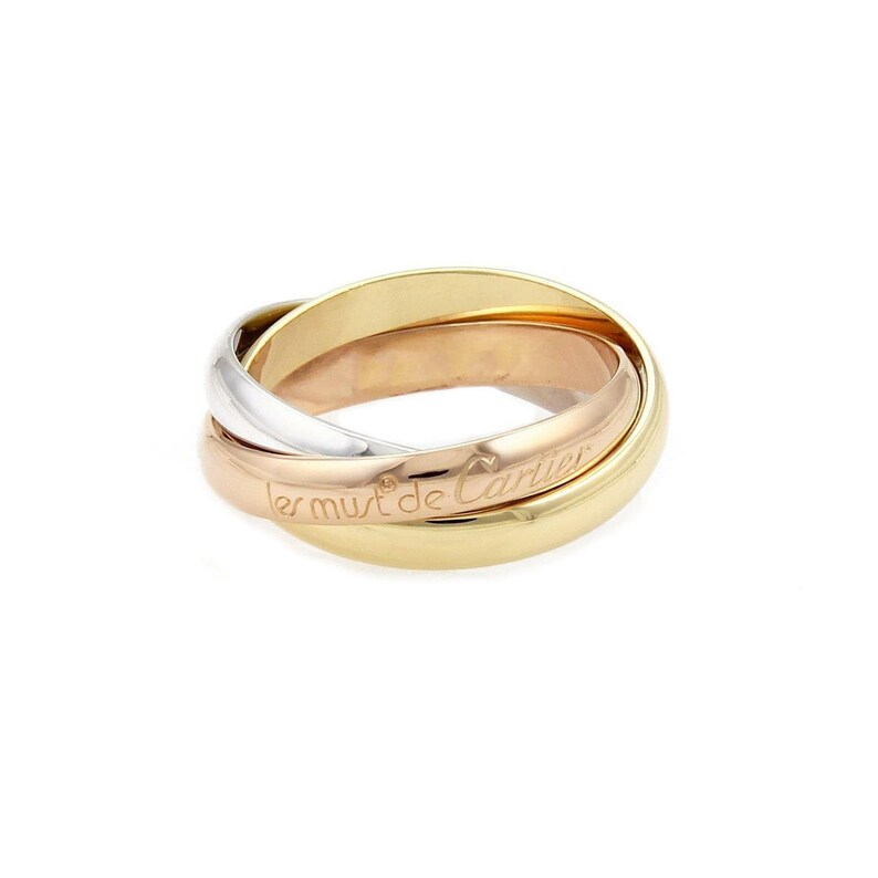 Cartier Trinity 18k Tricolor Gold 3mm Rolling Band Ring Size 51 US 5.75 image 1