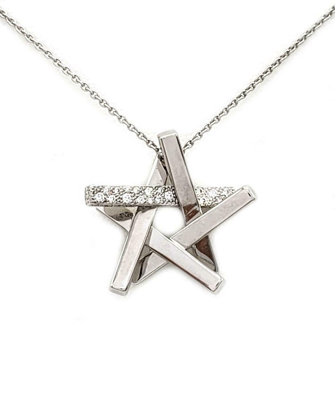 Tiffany & Co. Gehry Axis Diamonds 18k White Gold Star Pendant