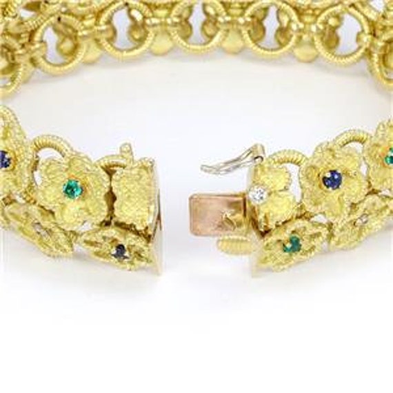 Diamond Sapphire Emerald18k Yellow Gold Double Ro… - image 3