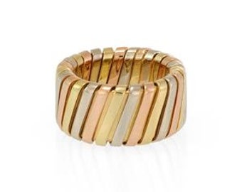 Bulgari Tubogas 18k Tri-Color Gold 10mm Wide Band Ring 4