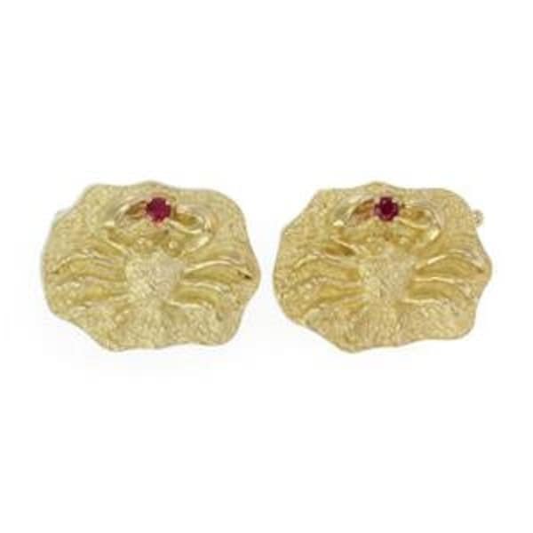 Henry Dunay Ruby 18k Yellow Gold Zodiac Cancer Crab Chain Cufflinks