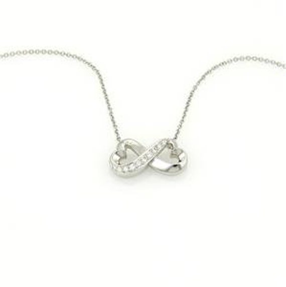 Tiffany & Co. Picasso Hearts Necklace Diamond 18k White Gold Infinity Style
