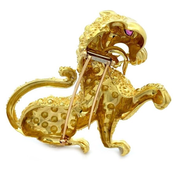 17k Chinese Lion Foo Dog Yellow Gold Red Stone Em… - image 6