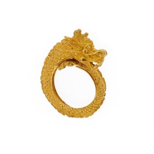 Impressive 23k Yellow Gold 3D Dragon Ring