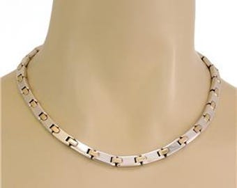 Tiffany & Co. Sterling 18k Yellow Gold H Bar Link Collar Necklace 17" Long