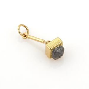 Cartier 1ct Rough Diamond 18k Yellow Gold Square Charm Pendant
