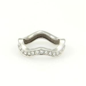Cartier 18k White Gold & Diamond Eternity Wave Band Ring EU 49-US 4.75
