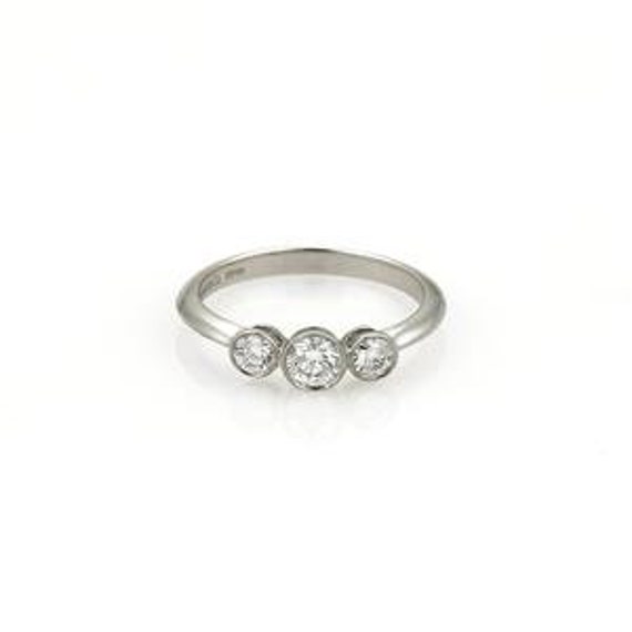 Tiffany & Co. 3 Diamond Platinum Wedding Knife Edge Band Ring