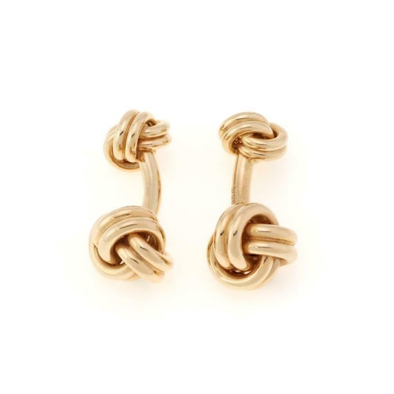 2550 - Elegant 14k Yellow Gold Love Knot Stud Cufflinks