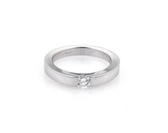 Cartier Diamond 18k White Gold Tapered Solitaire Wedding Band Ring Size 47